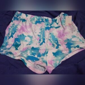 SO Intimates Sleep Shorts Multi Tie Dye Soft Size XL Pink Blue White NWT